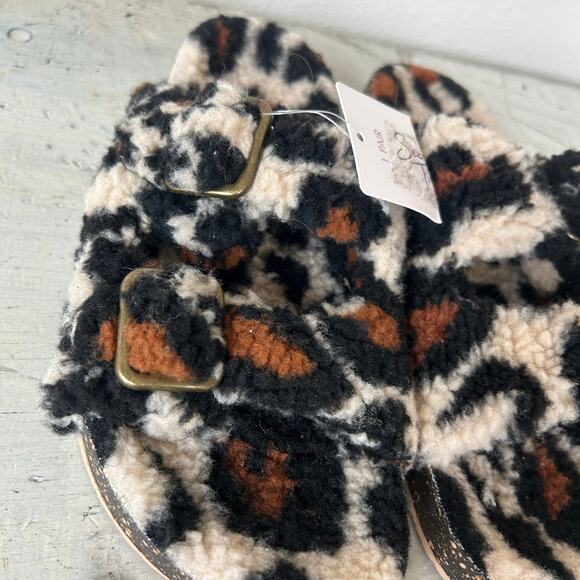 New Secret treasure animal print faux fur sharpa mobwife strappy sandals 7 - Picture 8 of 15